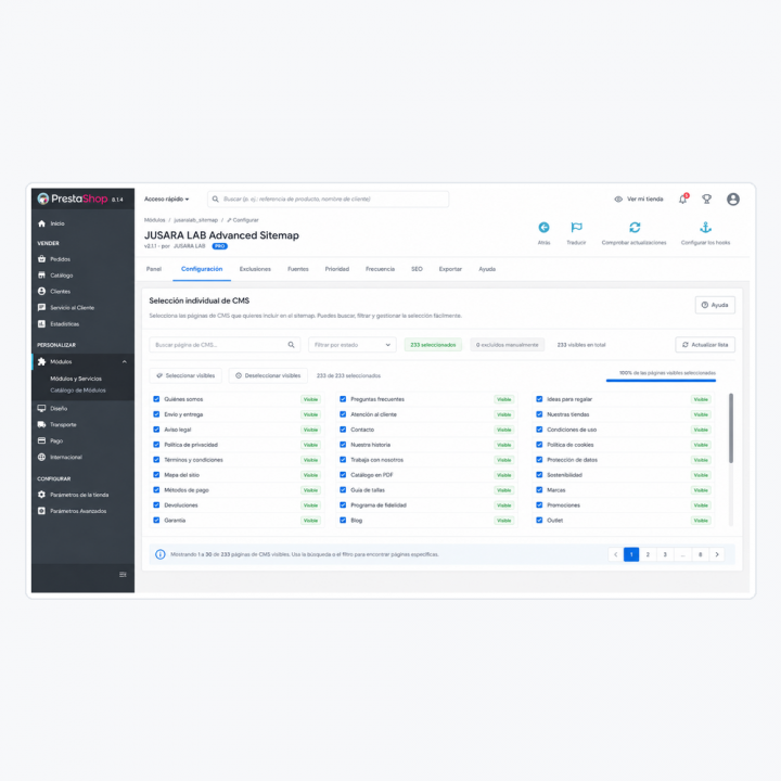 SitemapGuard: Sitemap XML y SEO para PrestaShop | JUSARA LAB