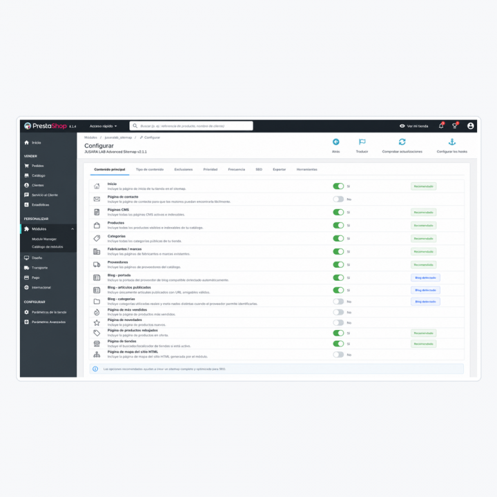SitemapGuard: Sitemap XML y SEO para PrestaShop | JUSARA LAB