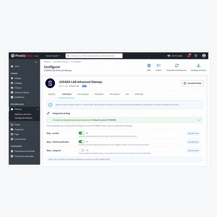SitemapGuard: Sitemap XML y SEO para PrestaShop | JUSARA LAB