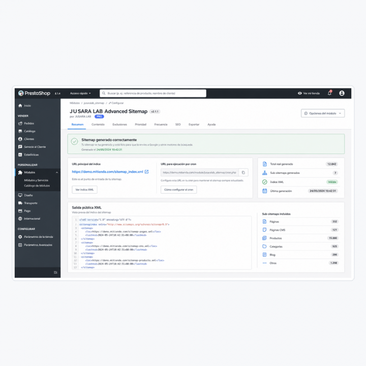SitemapGuard: Sitemap XML y SEO para PrestaShop | JUSARA LAB