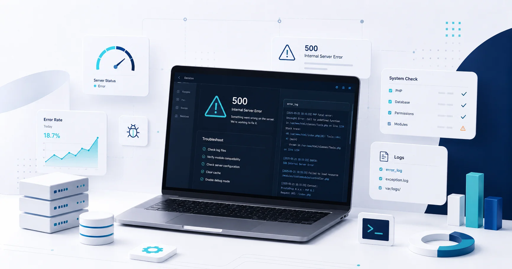 Diagnóstico de un error 500 en PrestaShop